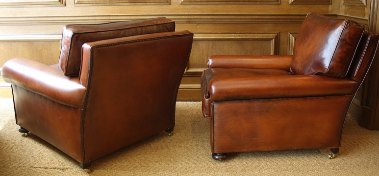 Pair of Antique Leather Club Chairs
